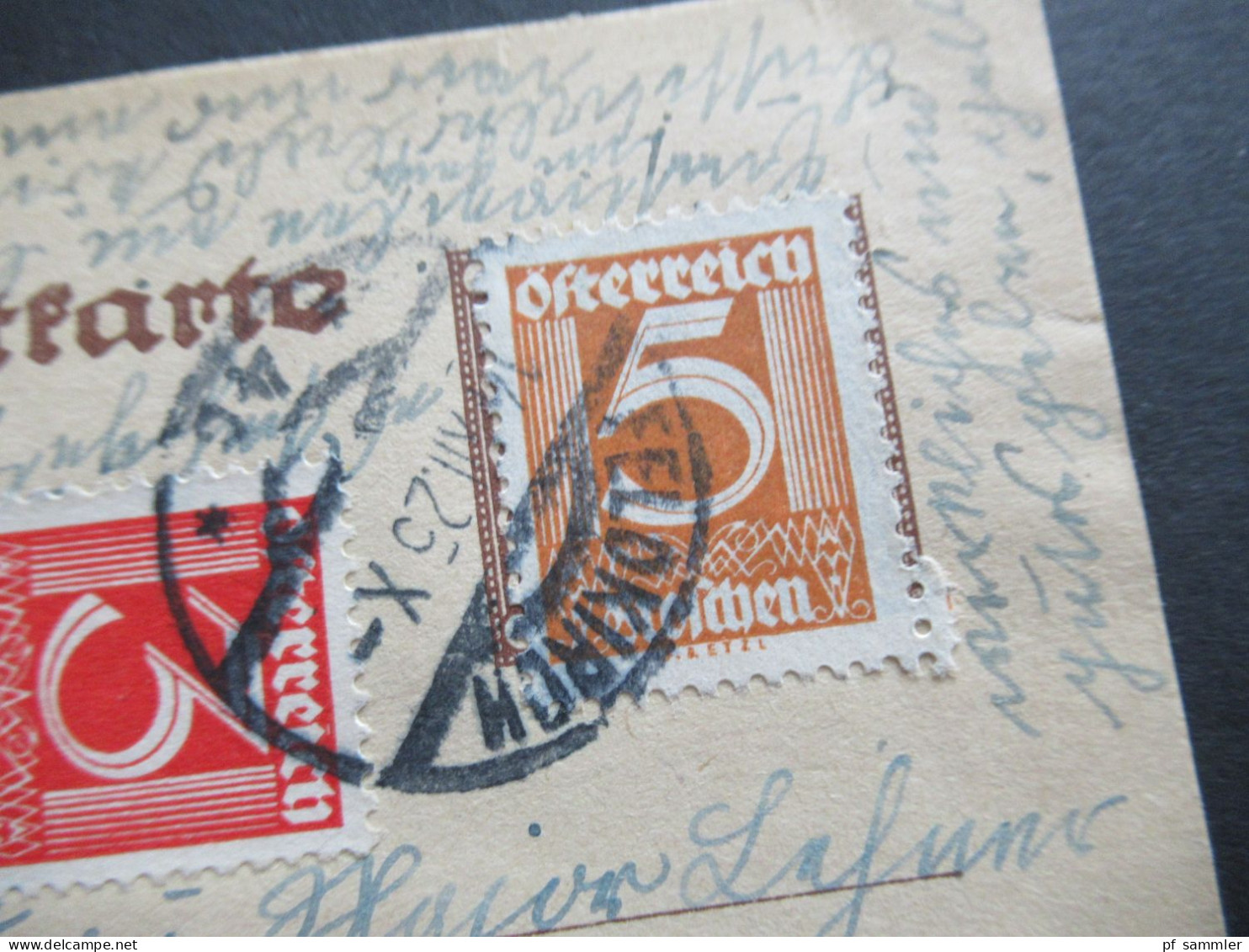 Österreich 1925 Ganzsache Mit Marken überklebt Mi.Nr.449 Und 451 Stempel Feldkirch Nach München - Postkarten