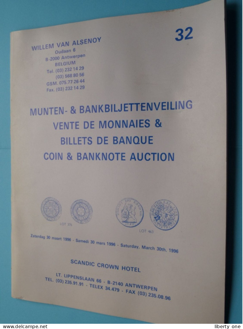 WILLEM Van ALSENOY Oudaan ANTWERPEN > VEILING 32 - 30 Maart 1996 + Lijst Behaalde Prijzen ( Zie / Voir SCANS ) ! - Livres & Logiciels