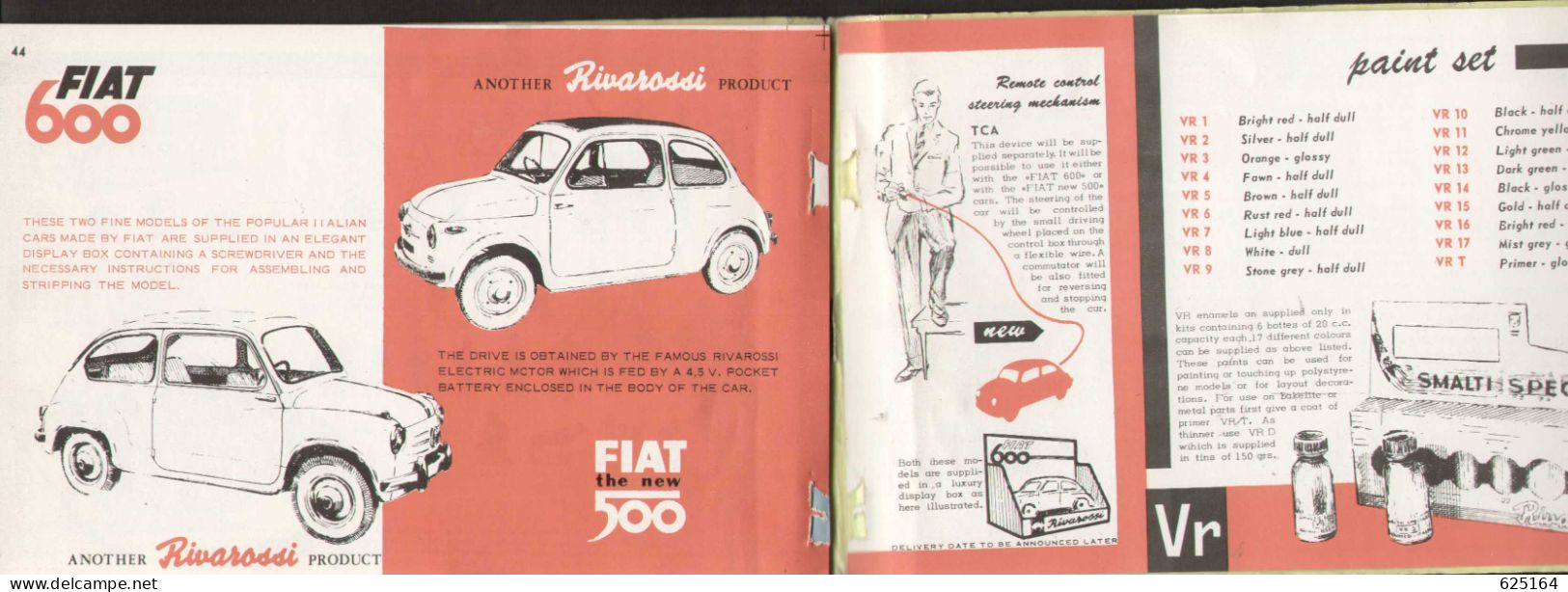 Catalogue RIVAROSSI 1958 HO General Catalog English Edition FIAT 500-600 - Anglais