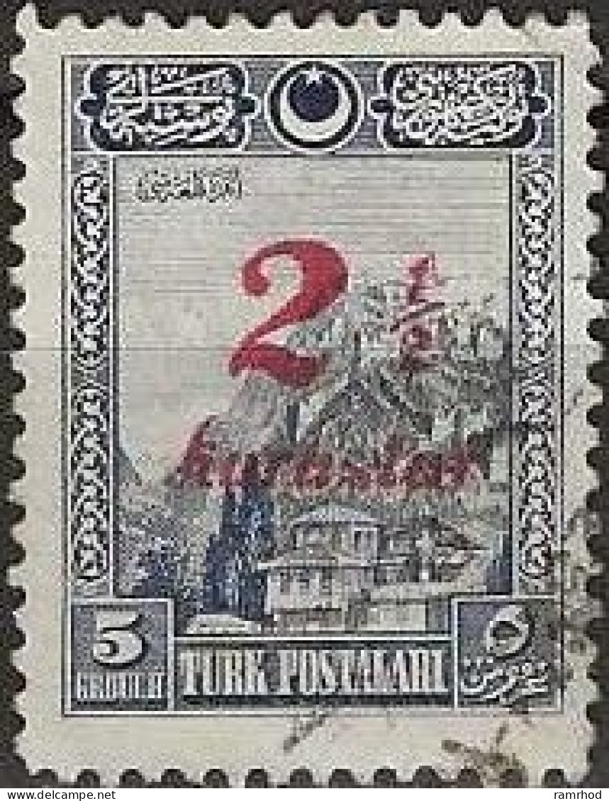 TURKEY 1929 Fortress Of Ankara Surcharged - 2½kur. On 5gr. - Violet FU - Used Stamps