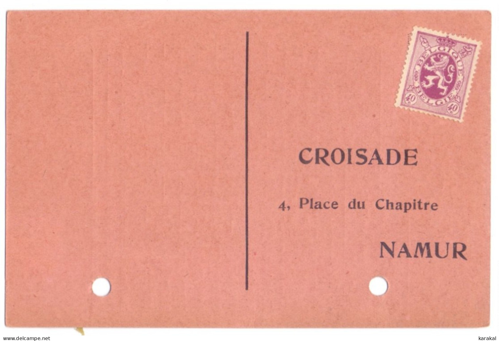 284 Sur Carte Postale Privée Croisade Trésor Spirituel Des Croisés Namur - 1929-1937 Heraldieke Leeuw