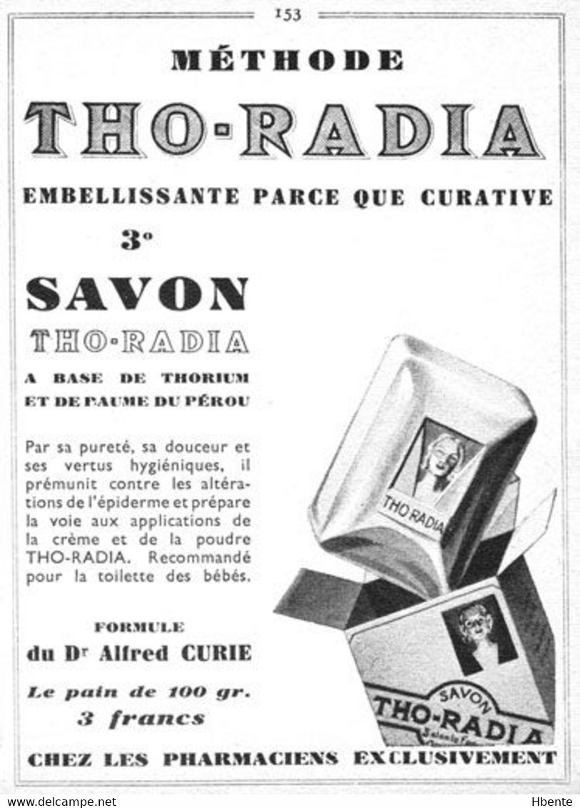 Tho-Radia Savon Thorium Paume Pérou Dr A. Curie 1935 Publicité - Advertising (Photo) - Objetos