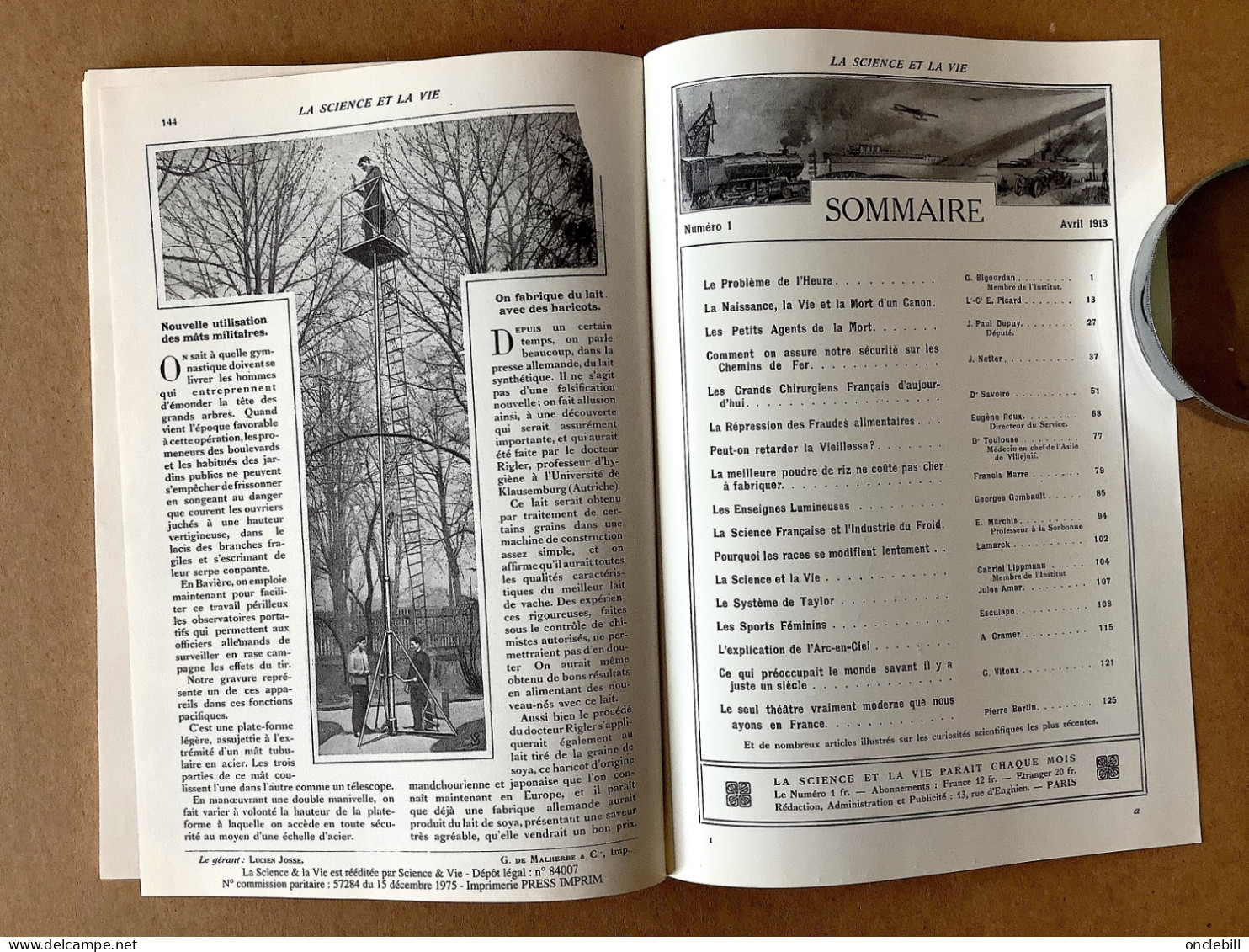 LA SCIENCE ET LA VIE N°1 Année 1913 Réédition 1975 Par Science Et Vie état Neuf - Science