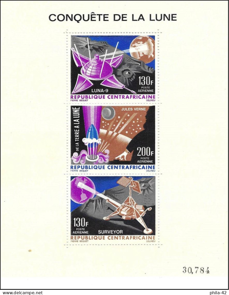 Central African Republic 1966 - Mi 116/18 - YT BF 5 ( Conquest Of The Moon ) Airmail - MNH** - Centrafricaine (République)