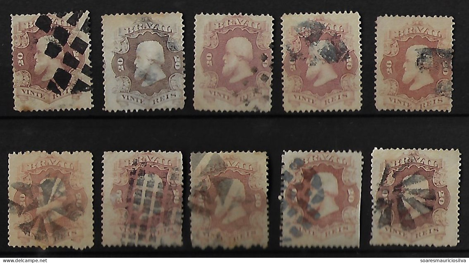 Brazil 1866 RHM-24 Emperor Pedro II 20 Réis 10 Stamp With Mute Fancy Cancel Postmark (US$60 + Cancels) - Lot 03 - Oblitérés