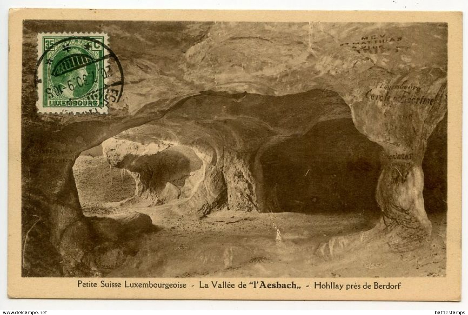 Luxembourg 1930 Postcard La Vallee De L'Aesbach, Hohllay Pres De Berdorf; Scott 168 - 35c. Grand Duchess Charlotte - Berdorf