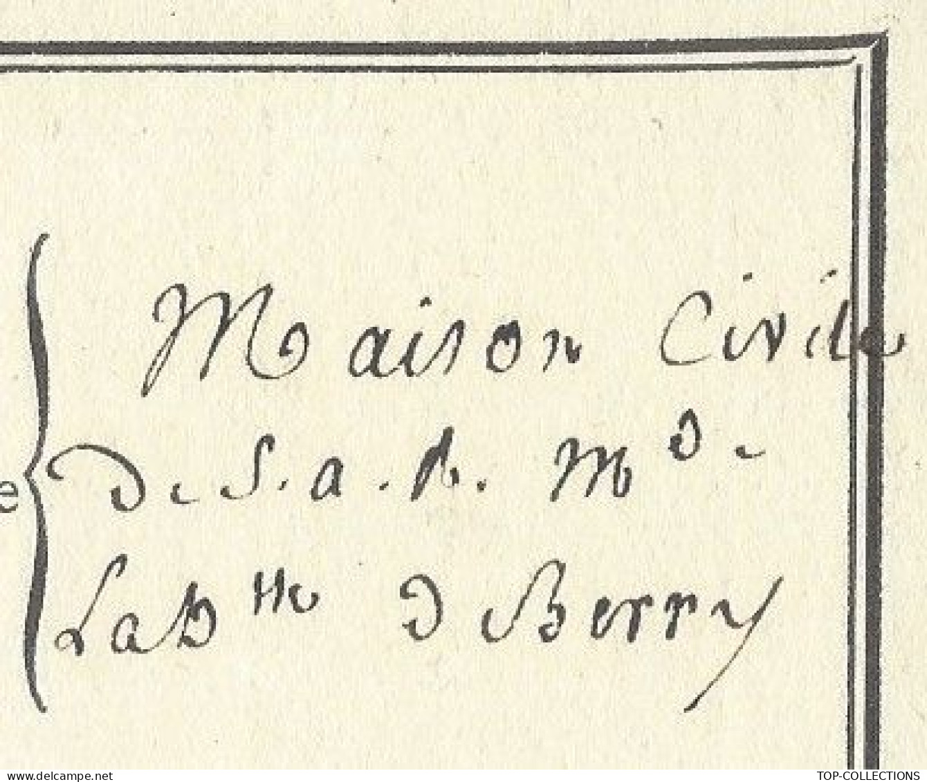 1823 HOPITAL MILITAIRE DE LA MAISON DU ROI Maison Civile De S.A.R. La Duchesse Du Berry 3 SIGNATURES  SOUS INTENDANT - Historische Dokumente