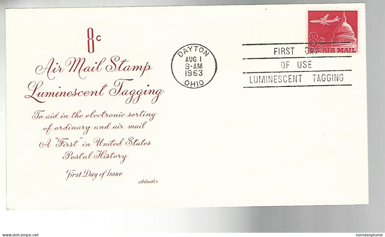 53287 ) USA First Day Cover Luminescent Tagging  Dayton Postmark 1963 - 1961-1970