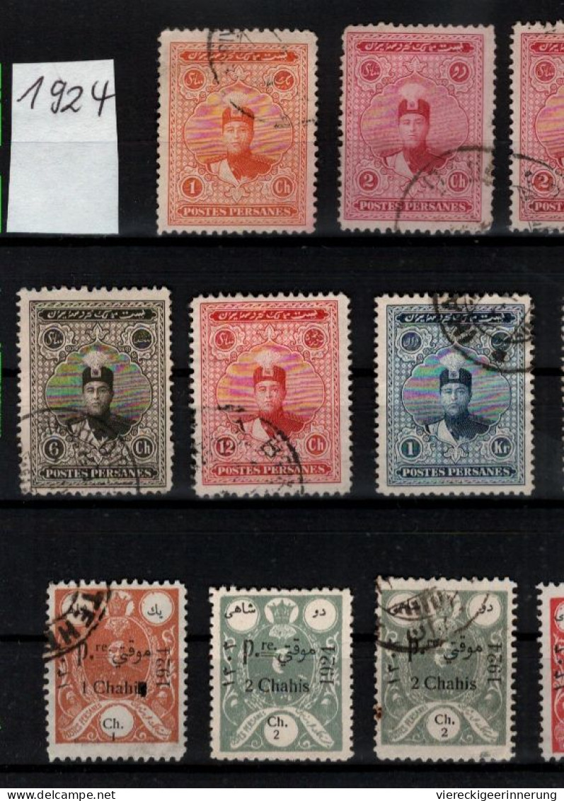 ! 1924 Collection Lot Of 14 Old Stamps From Persia, Persien - Iran