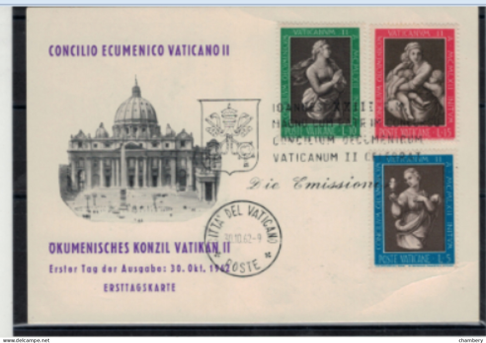 Vatican - "Ouverture Du Concile Vatican II" - 1er Jour Oblitéré N° 363 à 365 De 1962 - Sonstige & Ohne Zuordnung