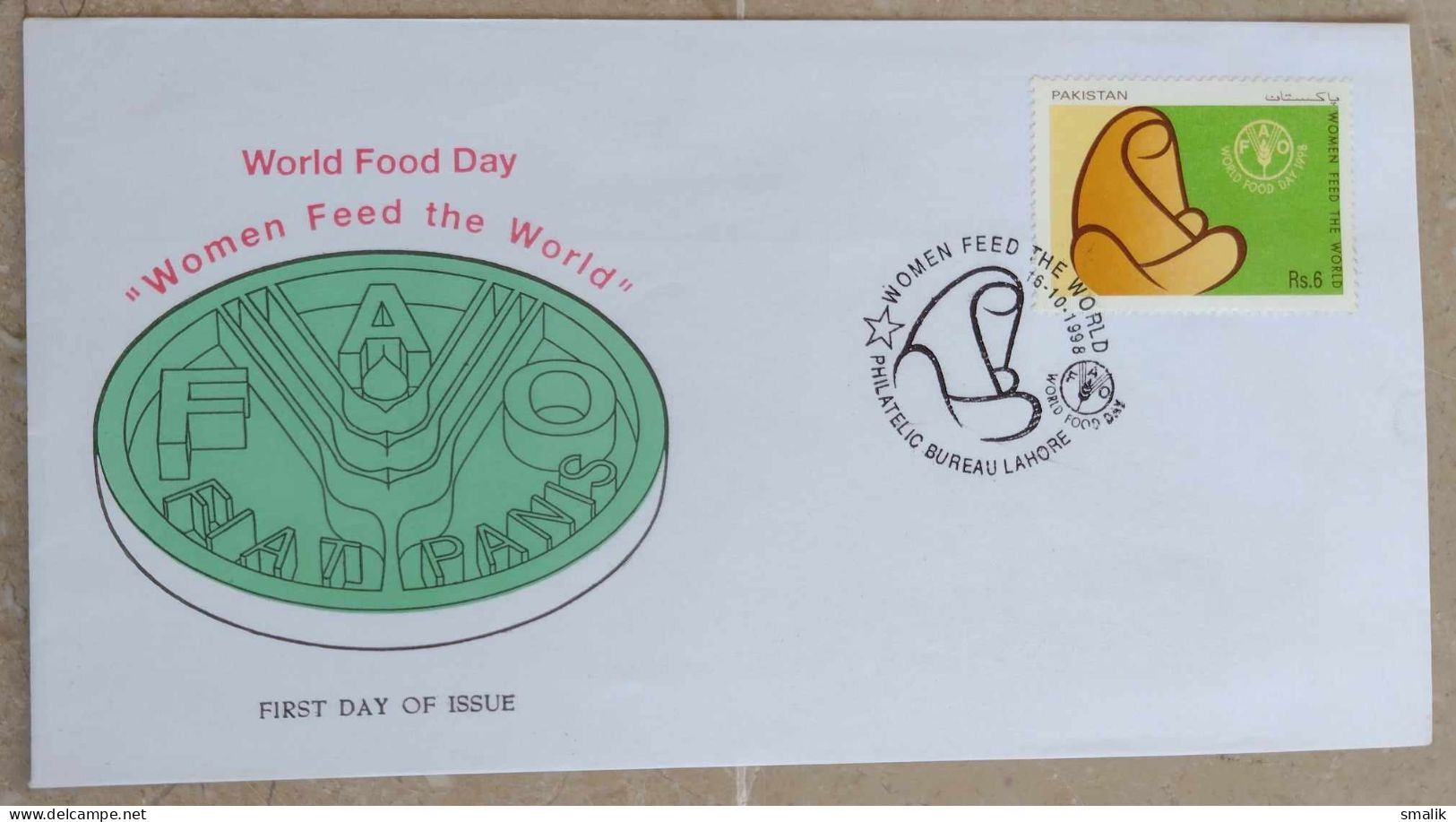 PAKISTAN 1998 FDC - FAO World FOOD Day, Women Feed The World, First Day Cover LAHORE Cancellation - Pakistan