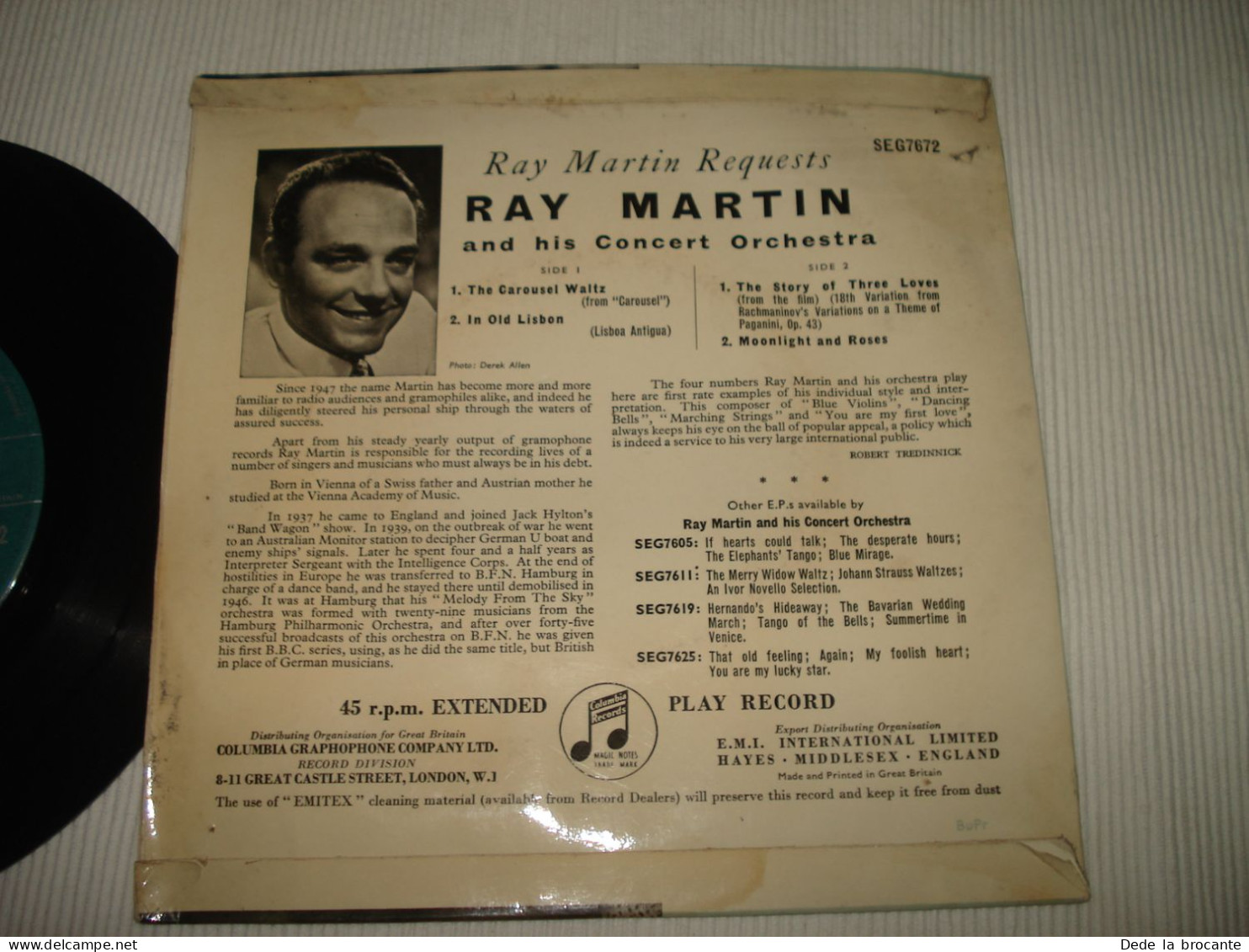 B10 /  Ray Martin And His Concert Orchestra - EP – SEG7672 - UK 1957 - VG+ /VG - Jazz