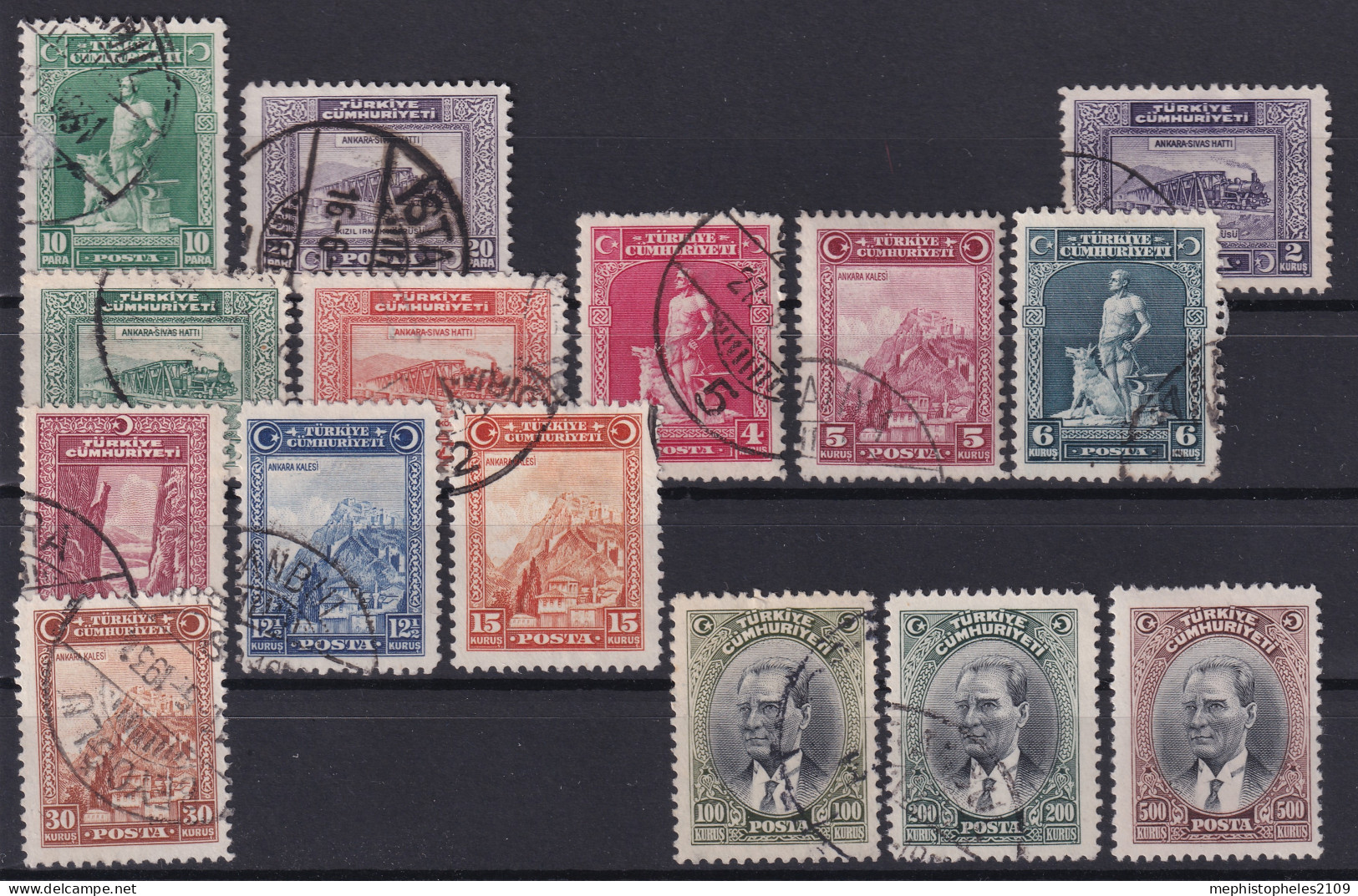 TURKEY 1930 - Canceled - Sc# 682, 683, 686, 687, 688, 689, 690, 691, 692, 694, 695, 699, 702, 703, 704 - Used Stamps