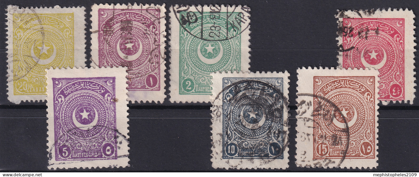 TURKEY 1924 - Canceled - Sc# 606b, 607b, 609b, 612b, 613b, 615b, 617b - Used Stamps