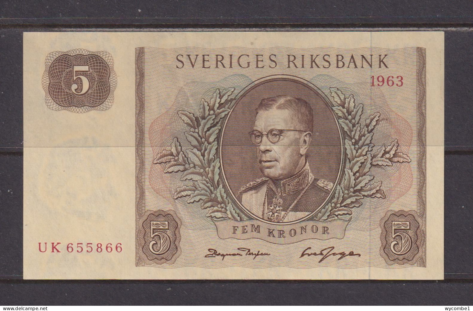 SWEDEN - 1963 5 Kronor AUNC/UNC Banknote As Scans - Sweden