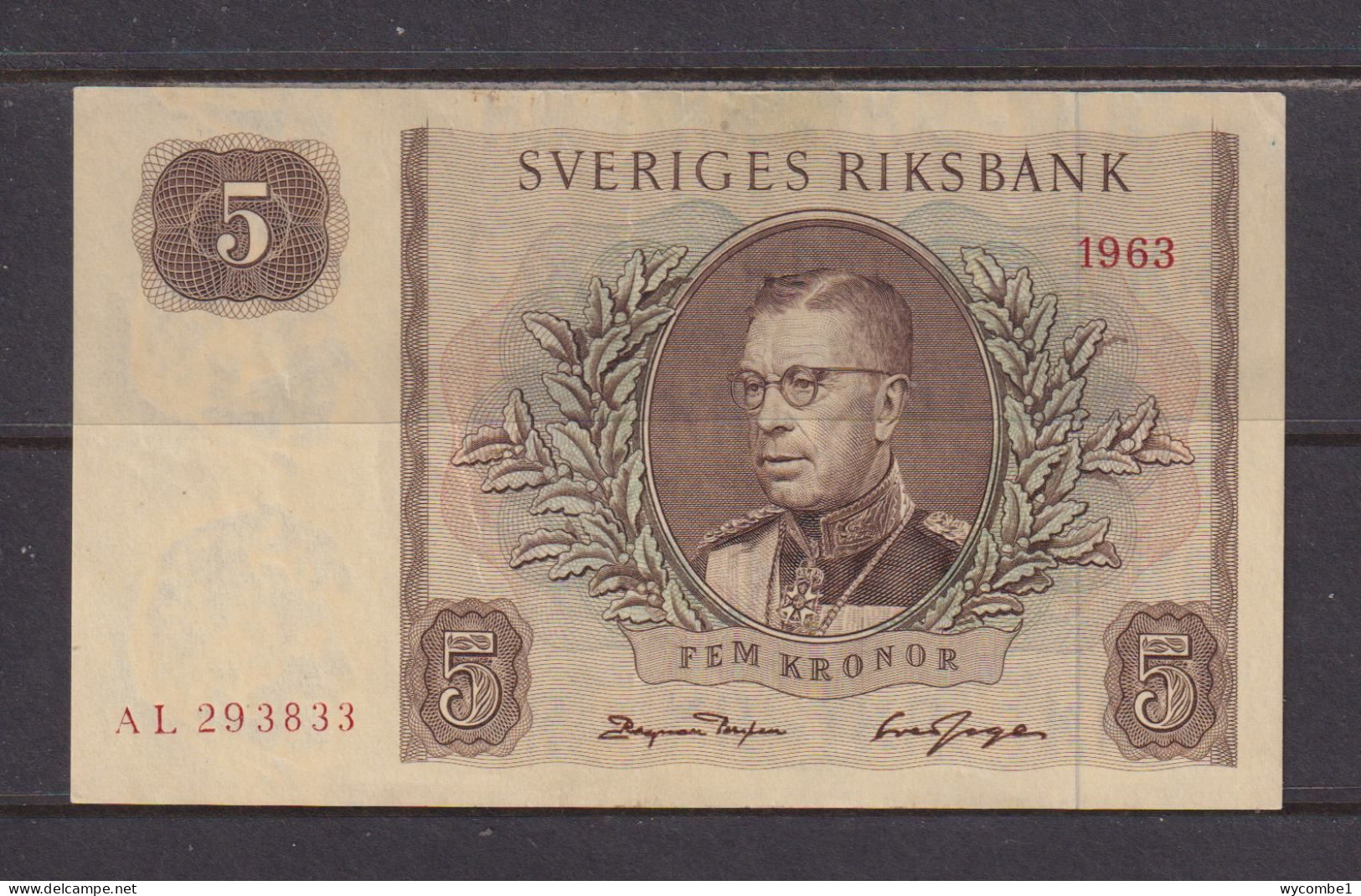 SWEDEN - 1963 5 Kronor AUNC/UNC Banknote As Scans - Sweden