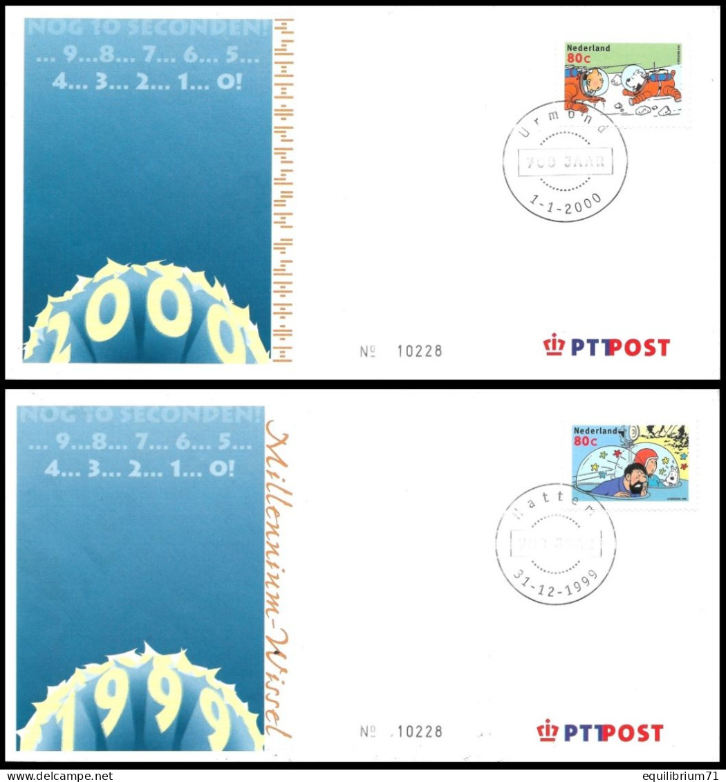 Pays-Bas / Nederland - FDC's Privés Avec Timbres Privés° - Tintin / Kuifje / Tim - Millennium 1999-2000 - RRRRRRRRRRRRRR - Philabédés