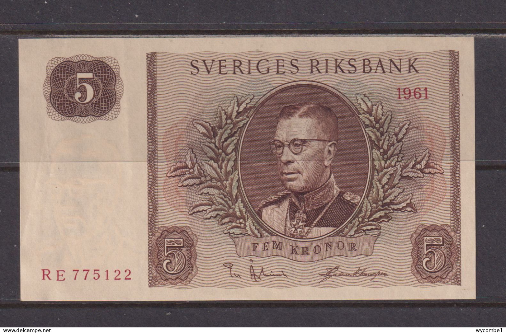 SWEDEN - 1961 5 Kronor AUNC/UNC Banknote As Scans - Sweden