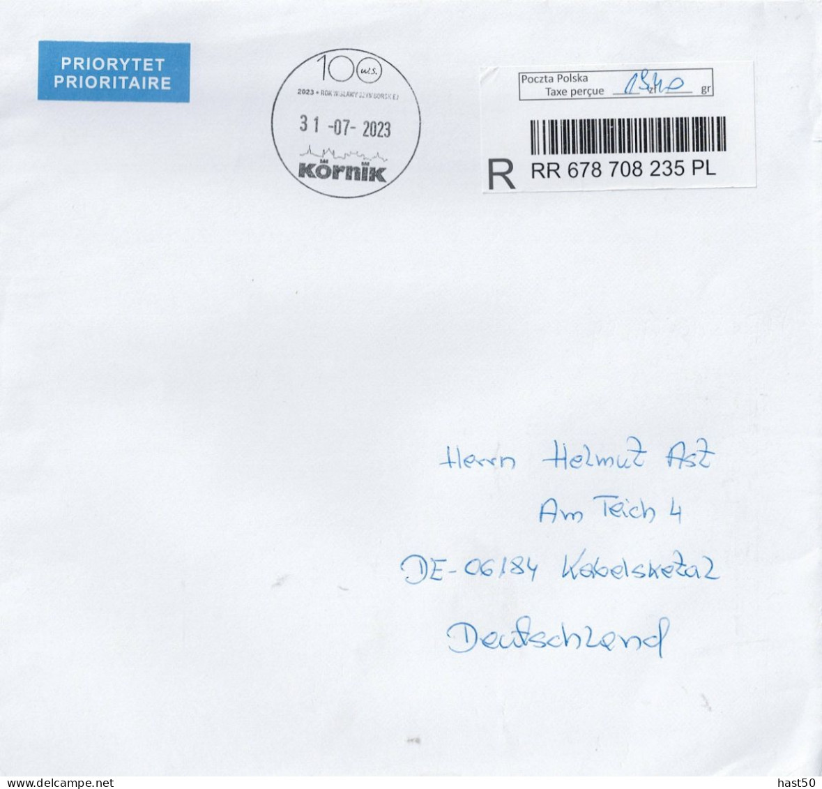 Polen Poland Pologne - R-Brief Mit Barfreimachung Aus Körnik Vom 31.07.2023 - Storia Postale