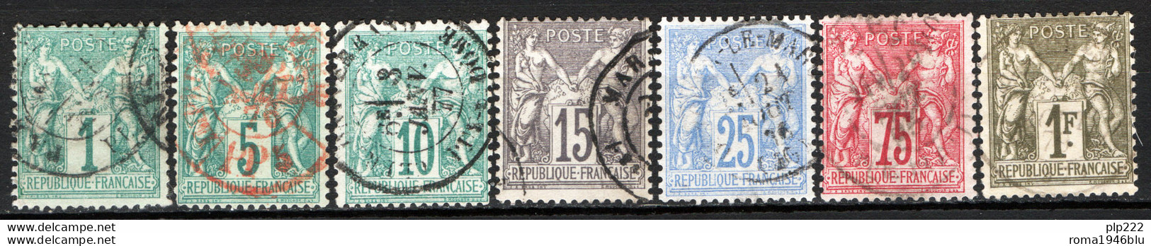 Francia 1876 Unif.61,64,65/66,68,71,72 O/Used VF/F - 1876-1878 Sage (Typ I)