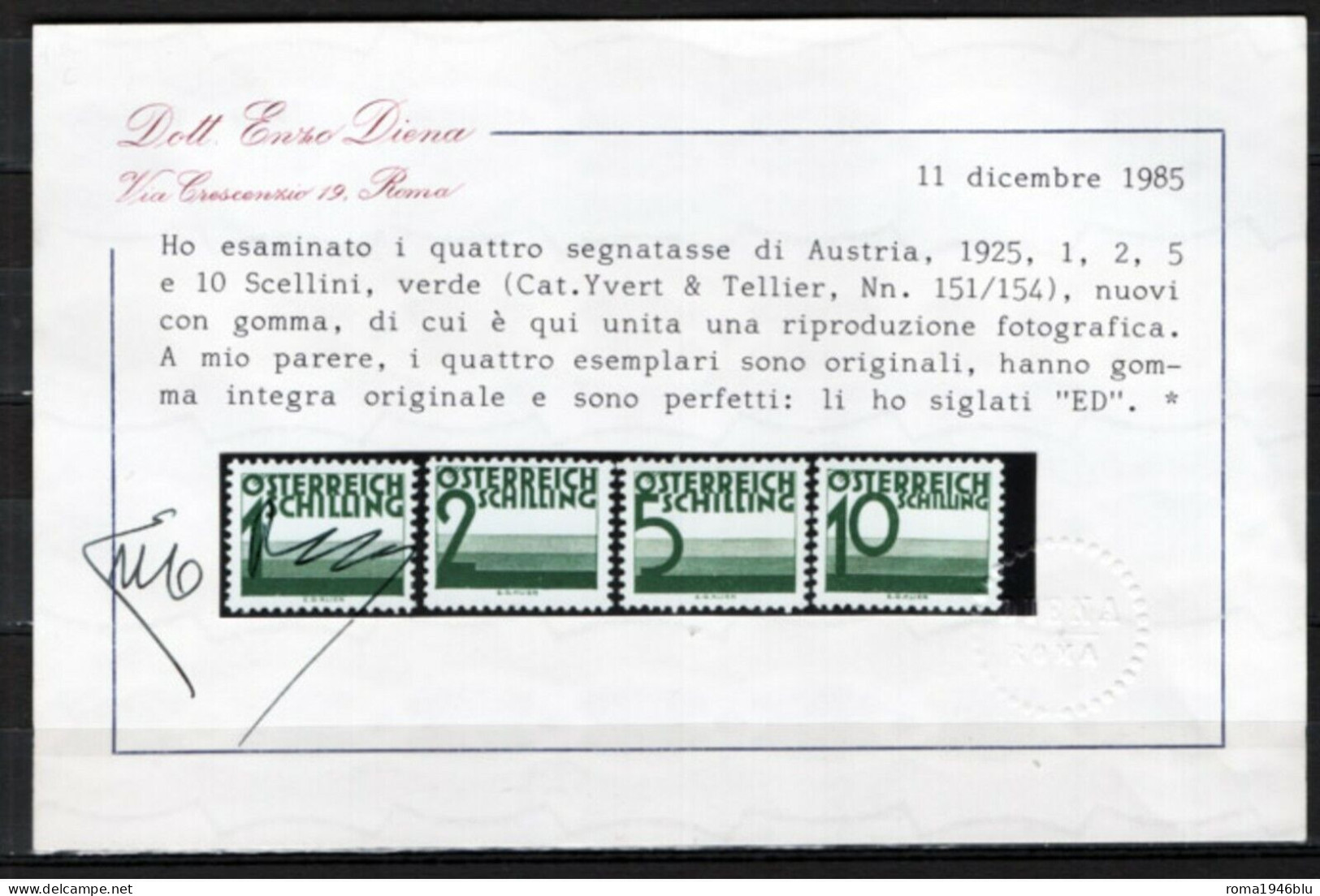 Austria 1925 Segnatasse Unif.S131/54 **/MNH VF - Cert.Enzo Diena - Impuestos