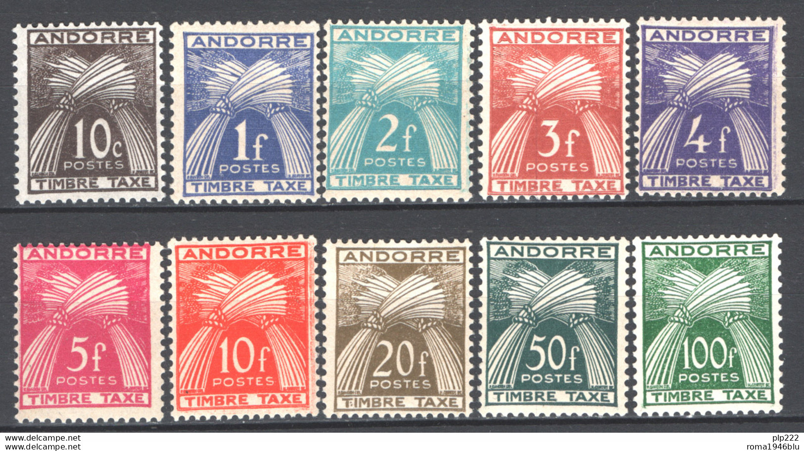 Andorra 1946 Segnatasse Unif.S32/41 **/MNH VF/F - Unused Stamps