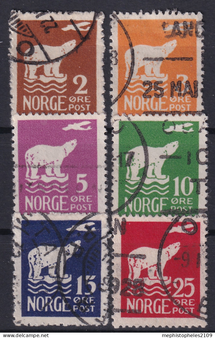 NORWAY 1925 - Canceled - Sc# 104-108, 110 - Oblitérés