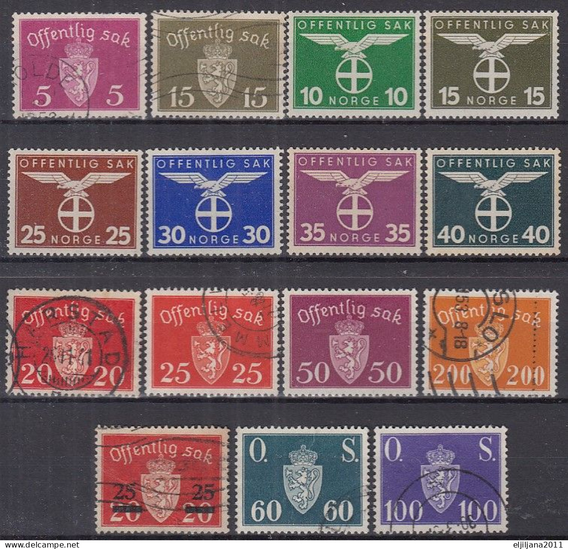Action !! SALE !! 50 % OFF !! ⁕ Norway / NORGE 1937 - 1952 ⁕ Official Stamps ⁕ 15v MH & Used - Dienstzegels