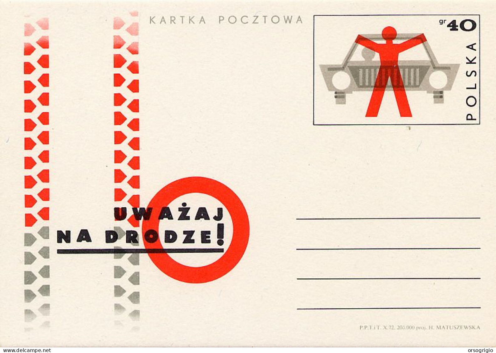 POLONIA POLSKA -  Cartolina Intero Postale -  SICUREZZA STRADALE - Accidents & Sécurité Routière