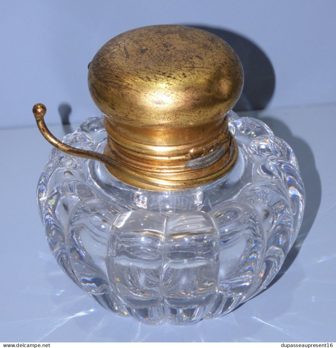 -RARE ANCIEN ENCRIER CRISTAL GODRONS essuie-plumes GD baccarat? PORTE PLUME    E