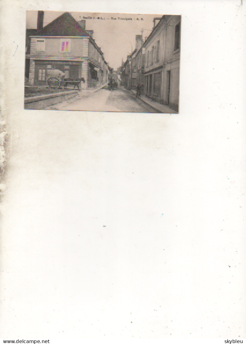 37. CPA - GENILLE -  Rue Principale - Commerce Babault - Attelages - 1928 - Scan Du Verso - - Genillé