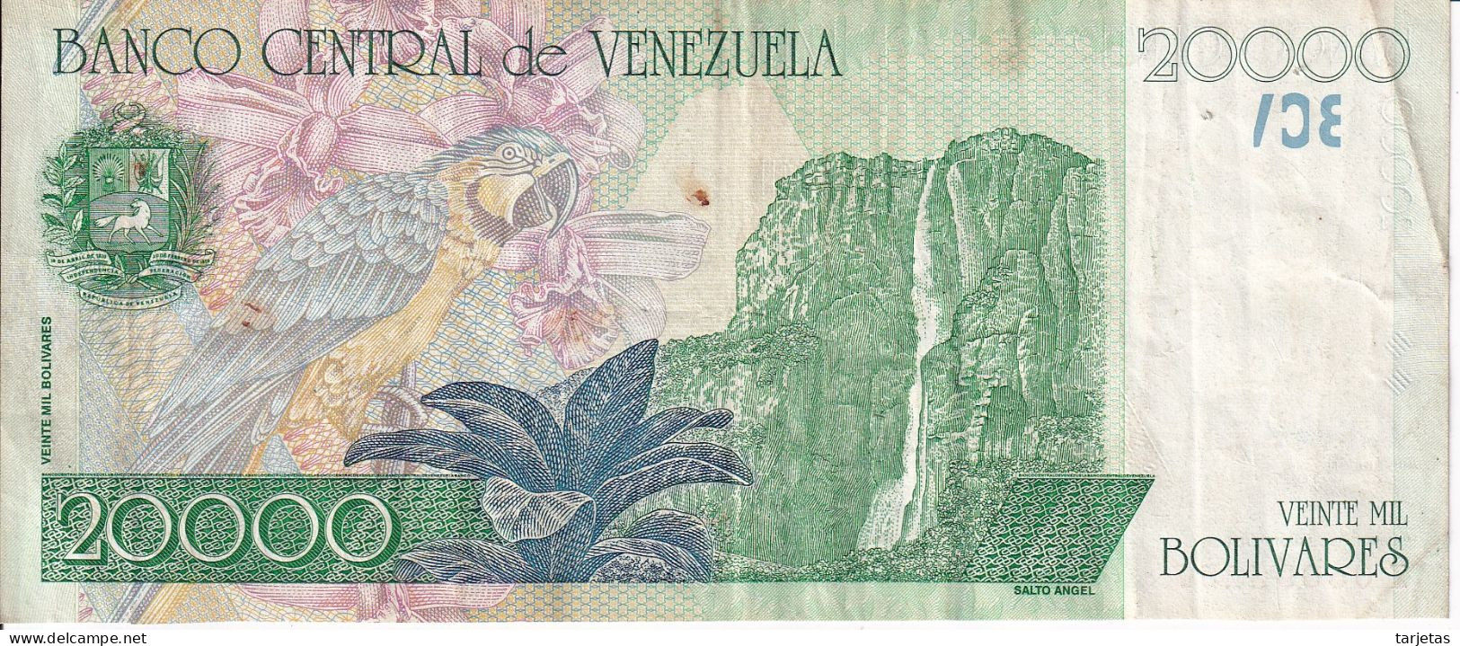 REPLACEMENT SERIE Z - BILLETE DE VENEZUELA DE 20000 BOLIVARES DEL AÑO 1998  (BANK NOTE) - Venezuela