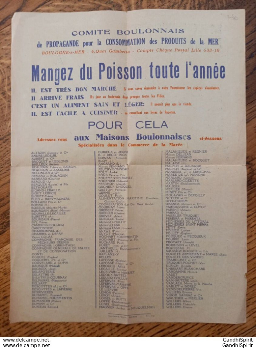 Affichette Illustrée Par Roquin Boulogne Sur Mer Mangez Du Poisson Toute L'Année - Posters