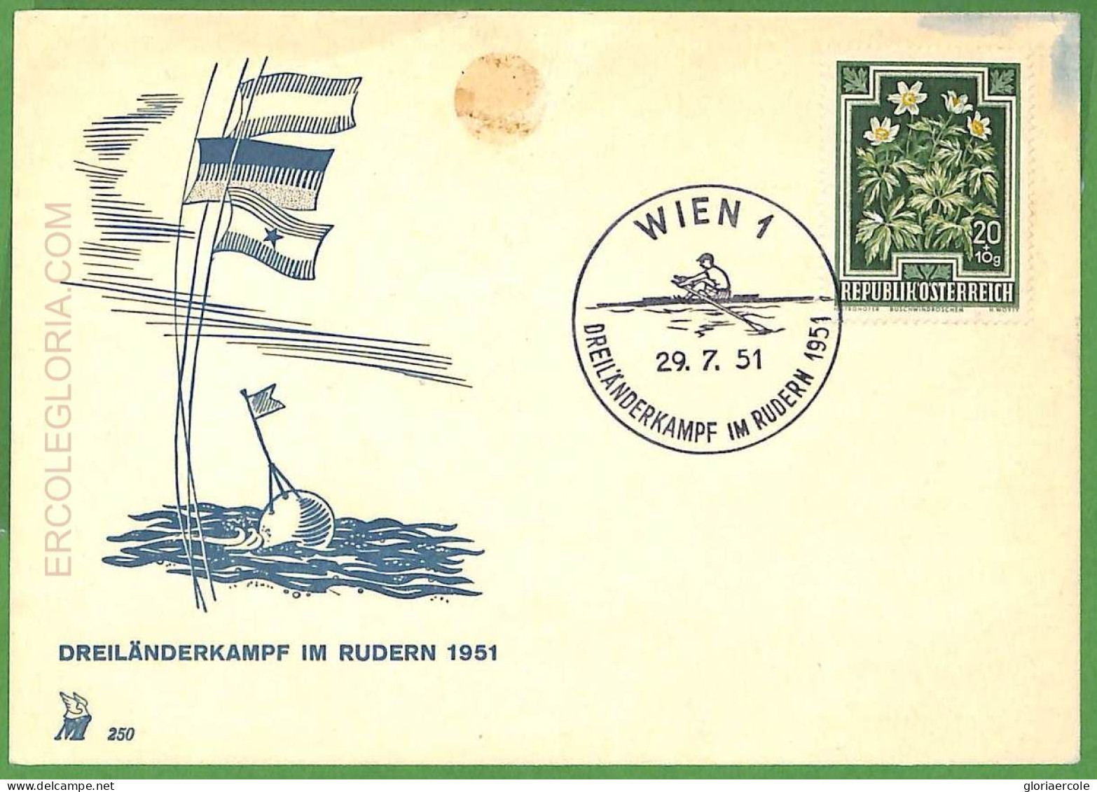 Af3699 - AUSTRIA  - POSTAL HISTORY - CARD - Sports ROWING Canoes - 1951 - Canoë