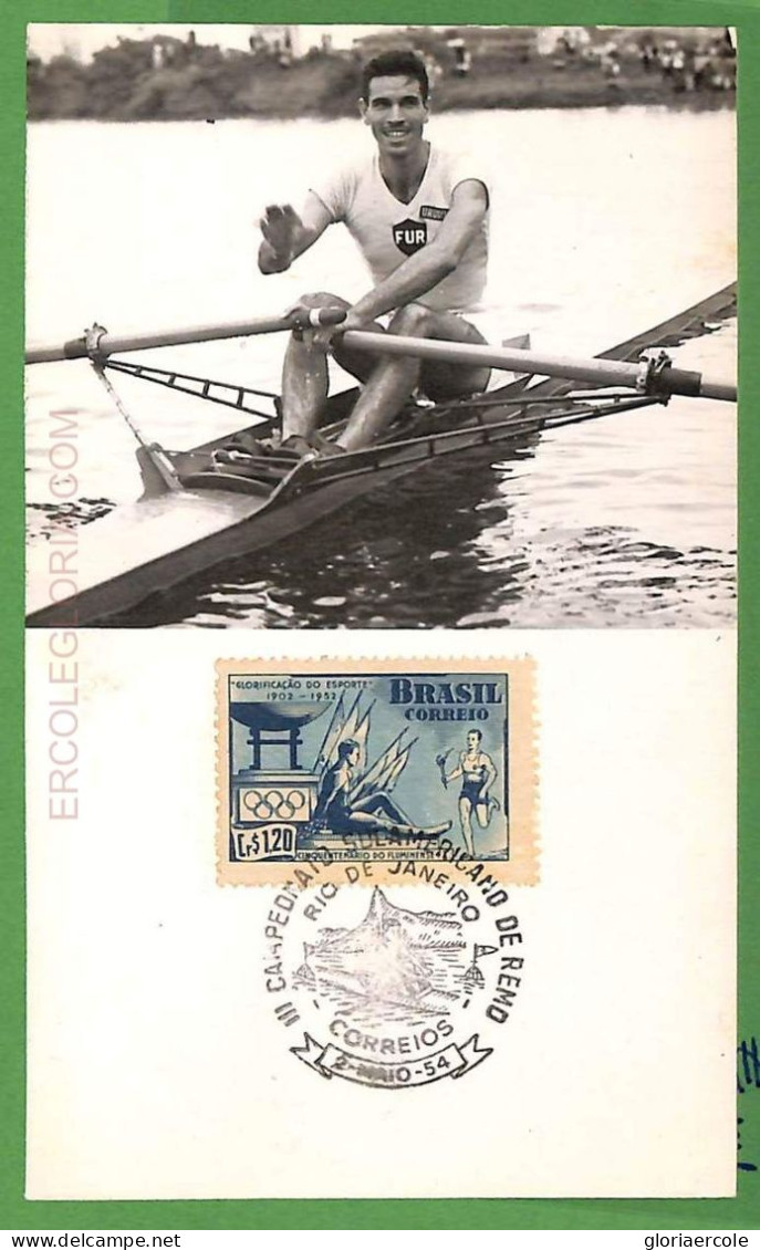 Af3703 - BRAZIL  - POSTAL HISTORY - CARD - Sports ROWING Canoes - 1954 - Canoe
