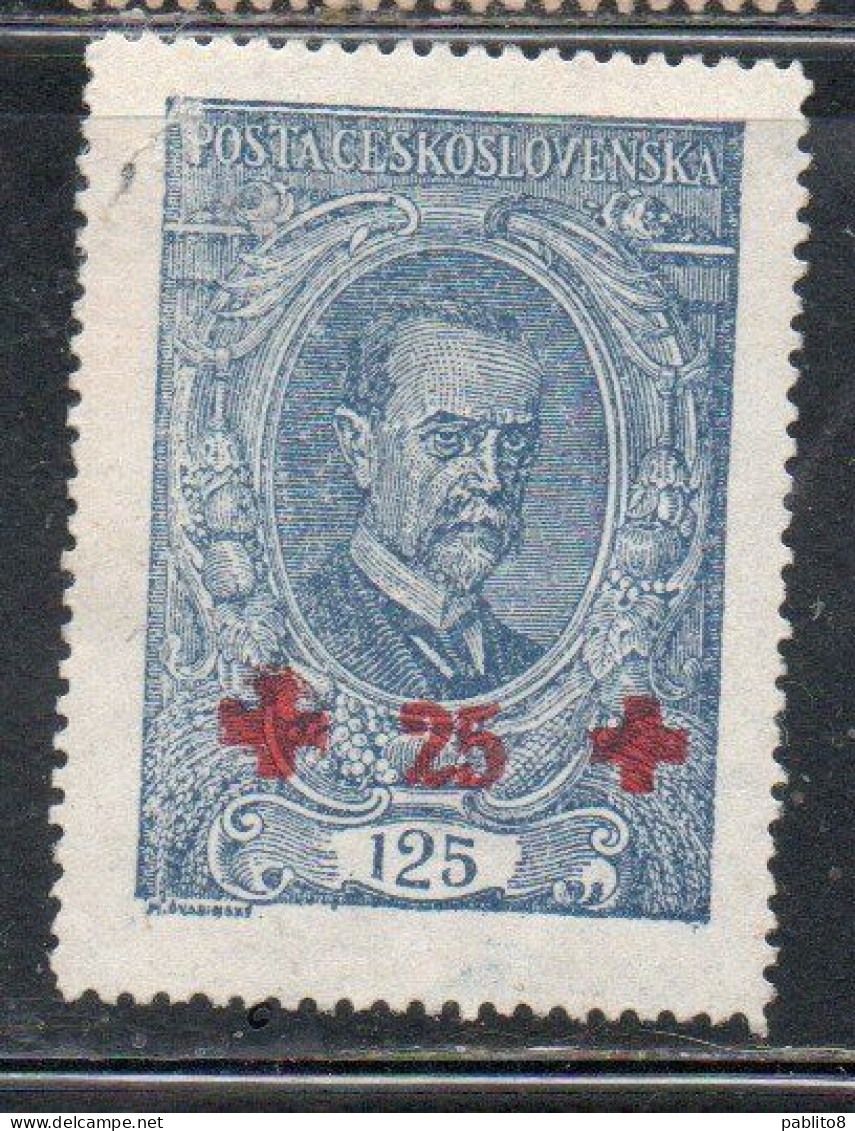 CZECH REPUBLIC REPUBBLICA CECA CZECHOSLOVAKIA CESKA CECOSLOVACCHIA 1920 PRESIDENT MASARYK SURCHARGED 125h + 25h MH - Unused Stamps