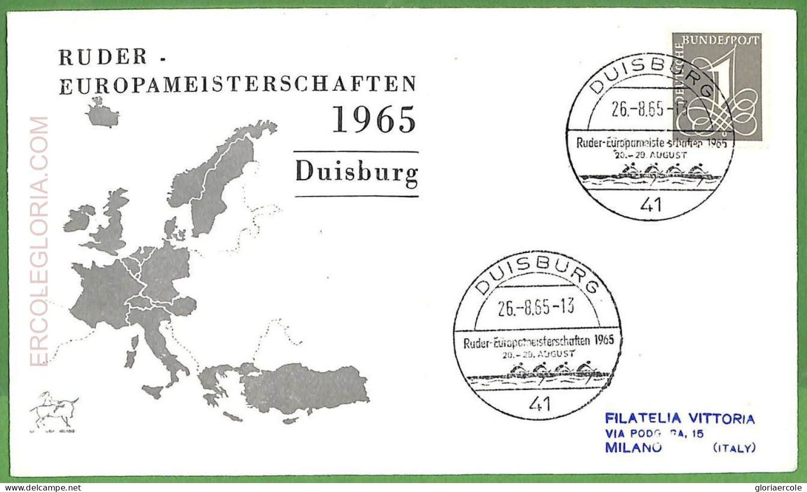 Af3709 - GERMANY - POSTAL HISTORY -Event Postmark  -  ROWING Canoes - 1965 - Canoa