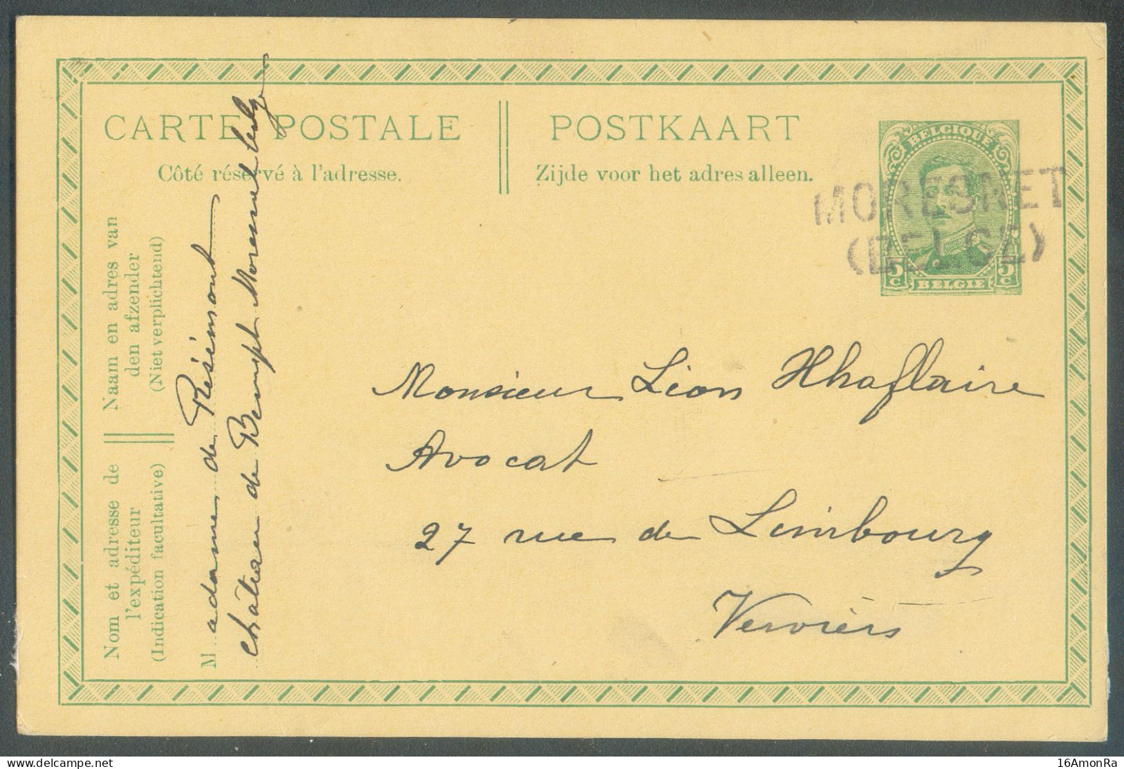 CANTONS De L'EST - E.P. Carte 5c Obl. De La Griffe MORESNET (BELGE) le 25 Février 1919 Vers Verviers -  21628 - Linear Postmarks