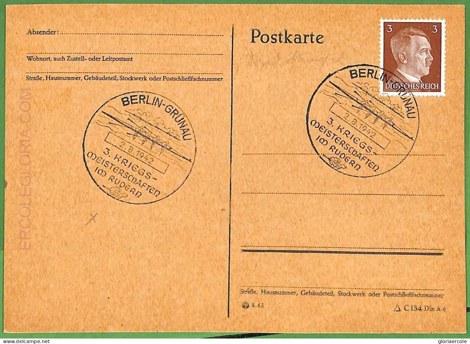 Af3723 - GERMANY - POSTAL HISTORY - Postcard - ROWING Canoes - 1942 - Canoe