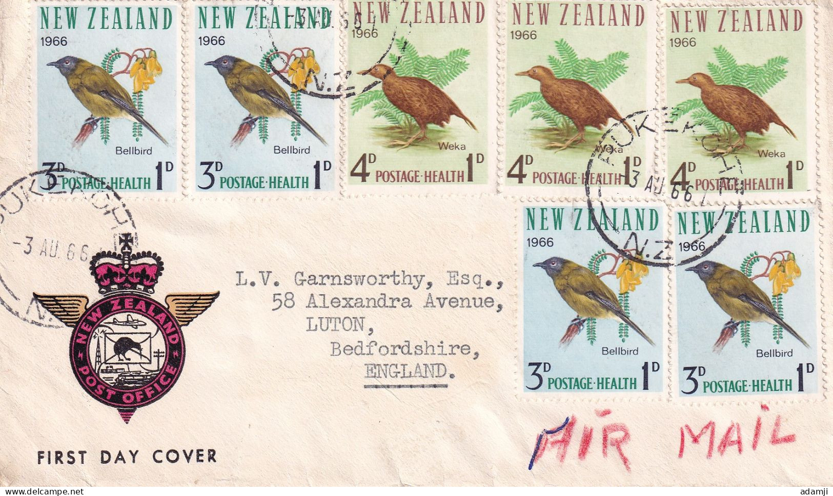 NEW ZEALAND1966 HEALTH BIRDS SET FDC COVER. - Covers & Documents