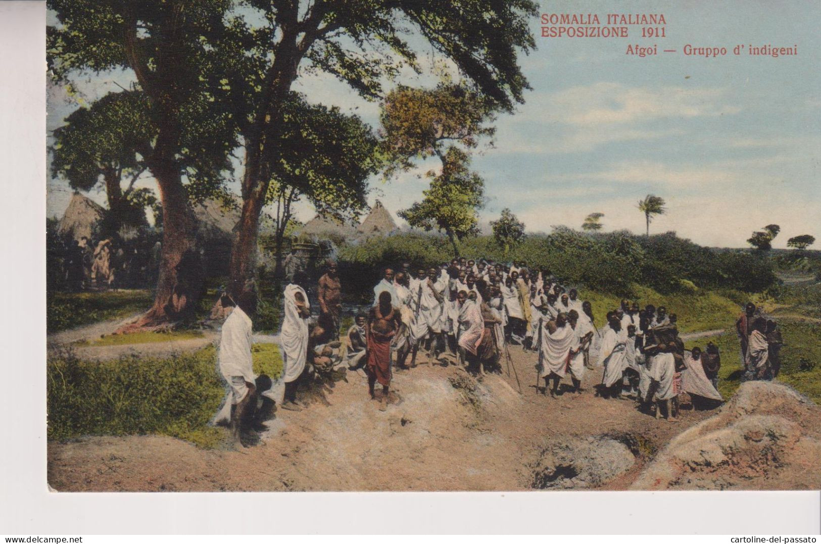 SOMALIA ITALIANA ESPOSIZIONE 1911 AFGOI GRUPPO D'  INDIGENI  NO VG - Somalia