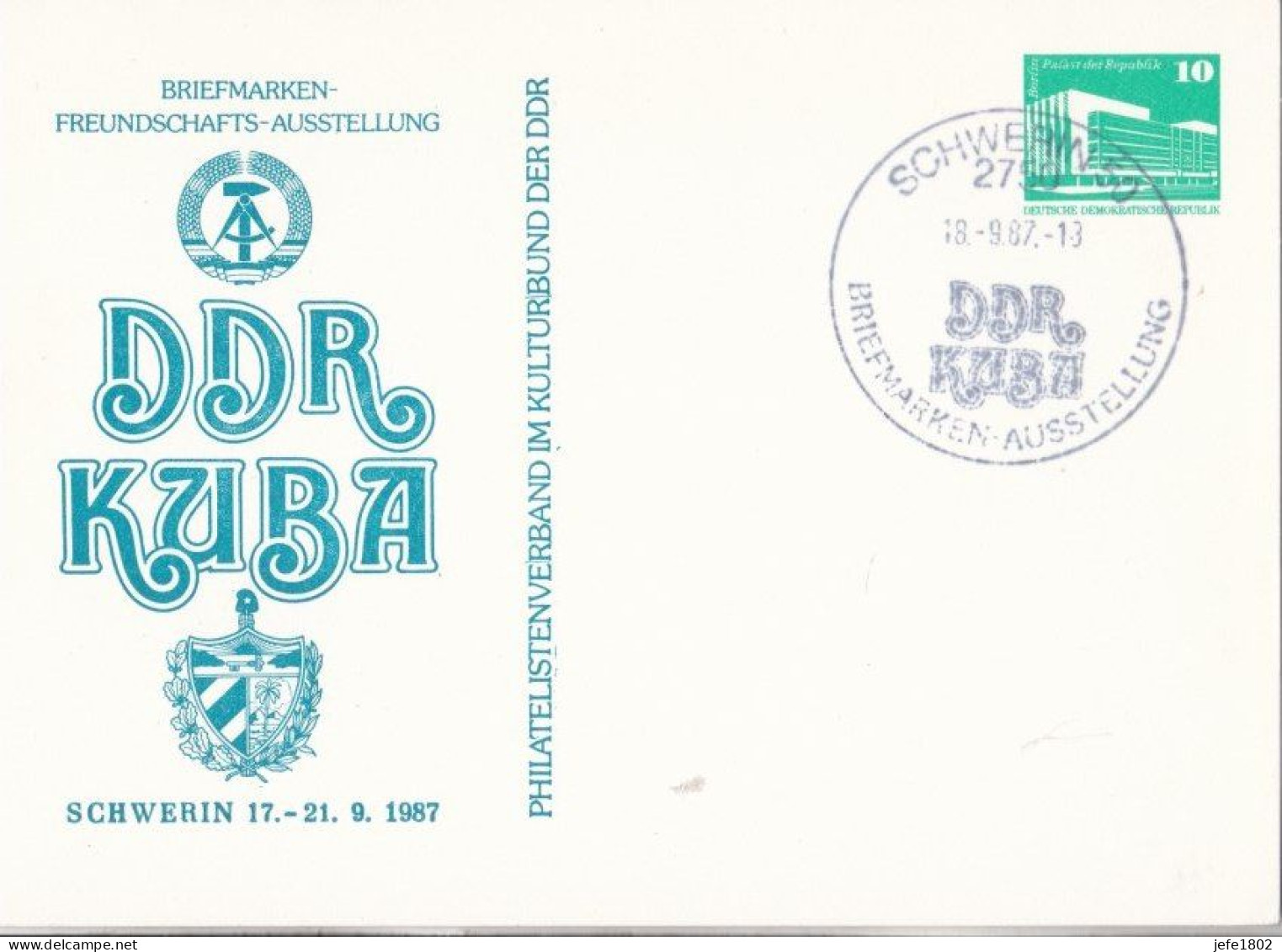 DDR KUBA - Briefmarken Freundschafts -Ausstellung - Postkaarten - Gebruikt