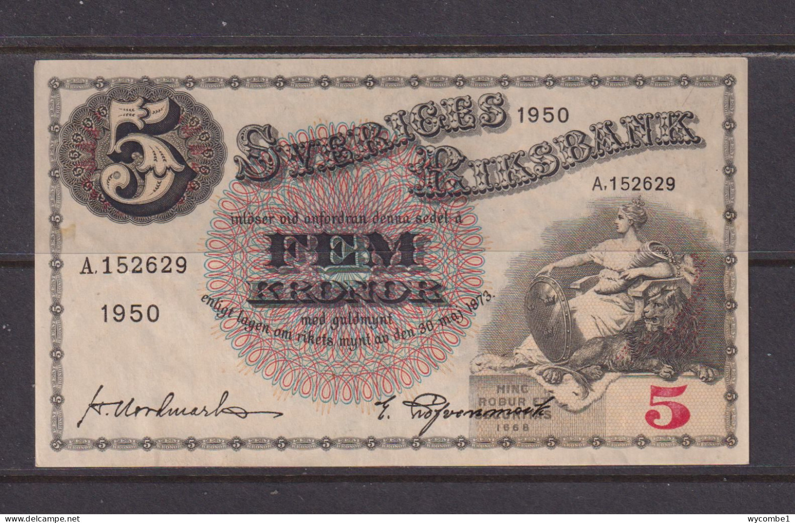 SWEDEN - 1950 5 Kronor XF Banknote As Scans - Sweden