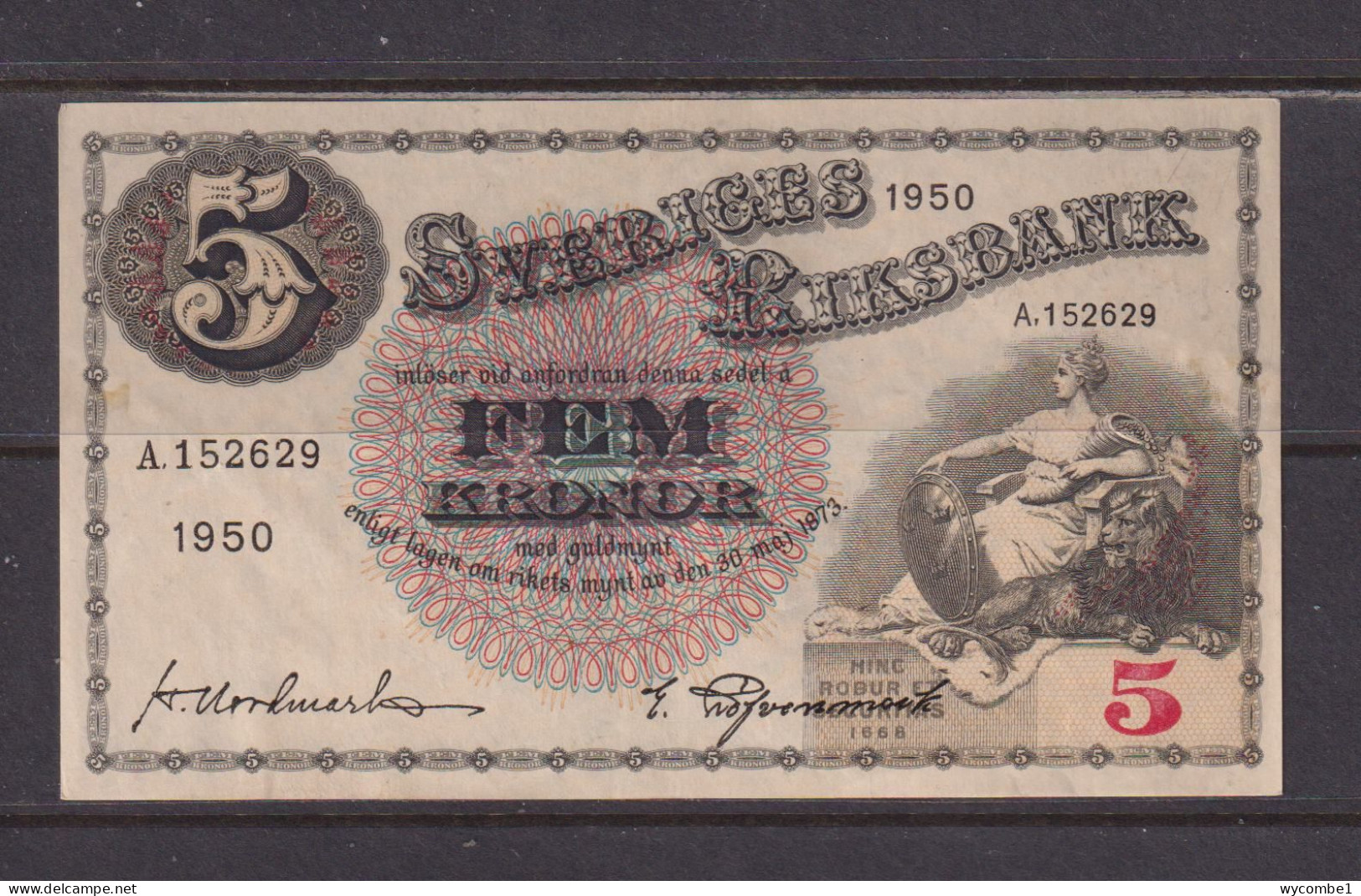 SWEDEN - 1950 5 Kronor XF Banknote As Scans - Schweden