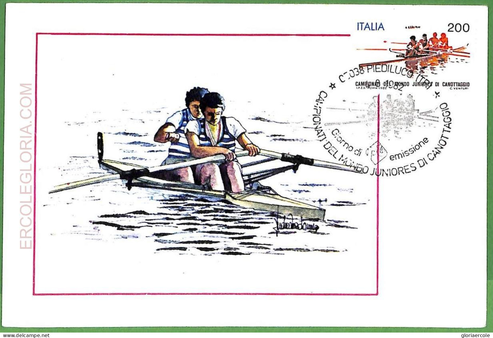 Af3755  - ITALY - POSTAL HISTORY -  MAXIMUM CARD - ROWING Canoes - 1982 - Kanu
