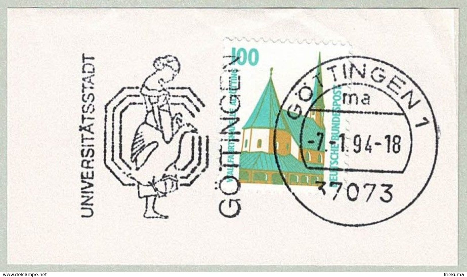 Deutschland 1994, Flaggenstempel Universitätsstadt Göttingen, Gänseliesel, Figur Brunnen - Gänsevögel