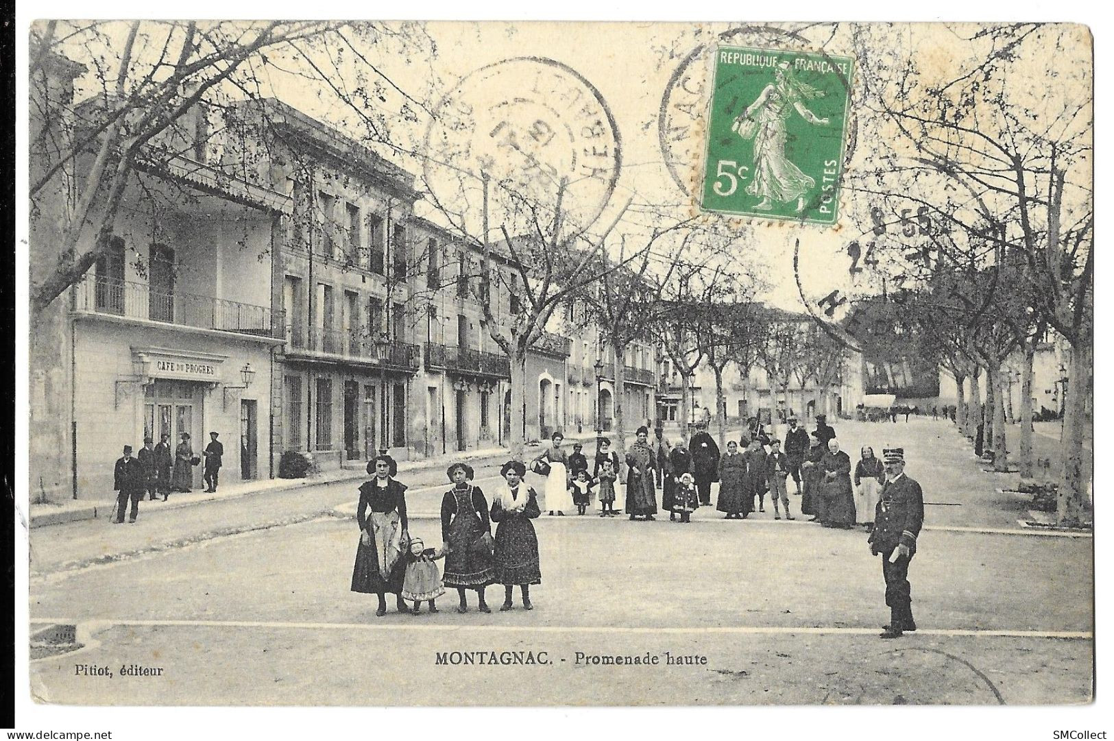 Montagnac, Promenade Haute. Cachet Convoyeur 1913 Mèze à Agde (9854) - Montagnac