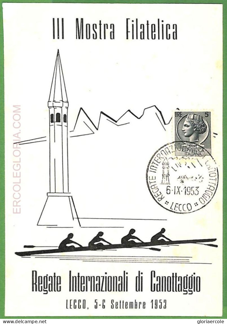 Af3760  - ITALY - POSTAL HISTORY - Illustrated EVENT CARD - ROWING Canoes - 1953 - Kanu