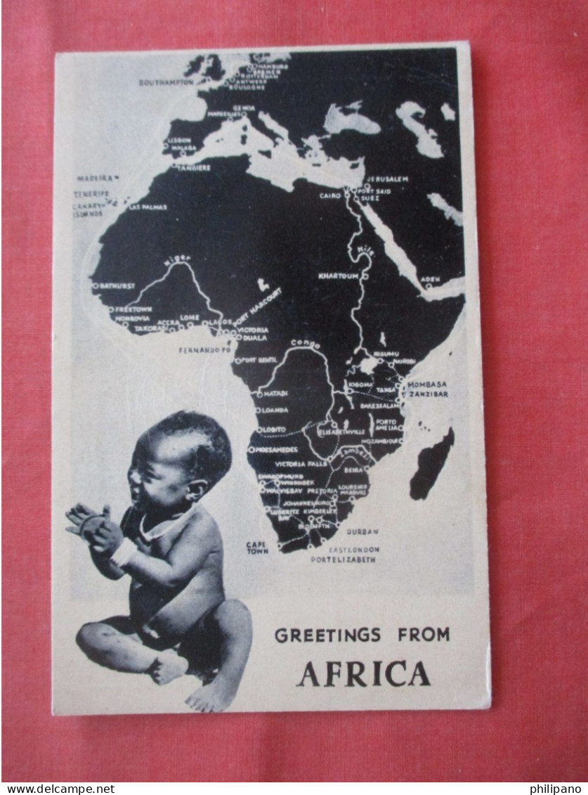 Greetings From Africa, Annotated Map & Black Baby,  .    Ref 6212 - Black Americana