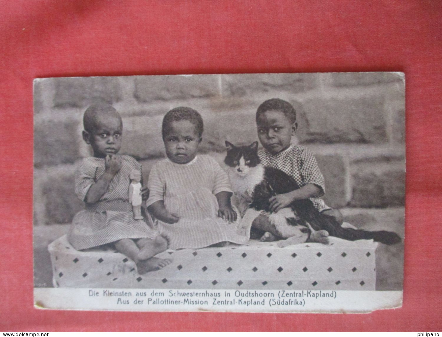 Black Americana  Children With Doll & Cat. South Africa.   .    Ref 6212 - Black Americana